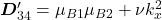 \bm{D}'_{34}=\mu_{B1}\mu_{B2} + \nu k_x^2