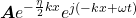 \bm{A}e^{-\frac{\eta}{2}kx}e^{j(-kx+\omega t)}